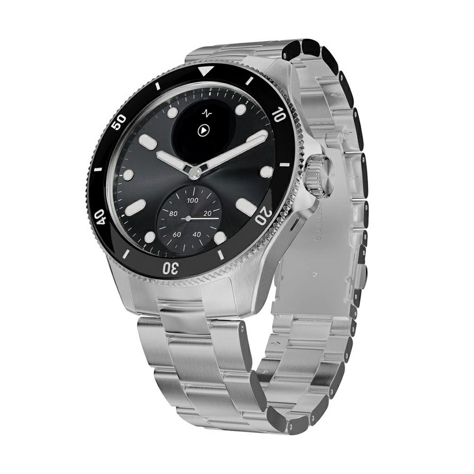 Loginec Smartwatch with Stainless Steel Bracelet and Hybrid Display